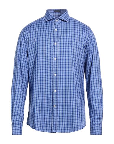 Man Shirt Azure Size 16 Cotton