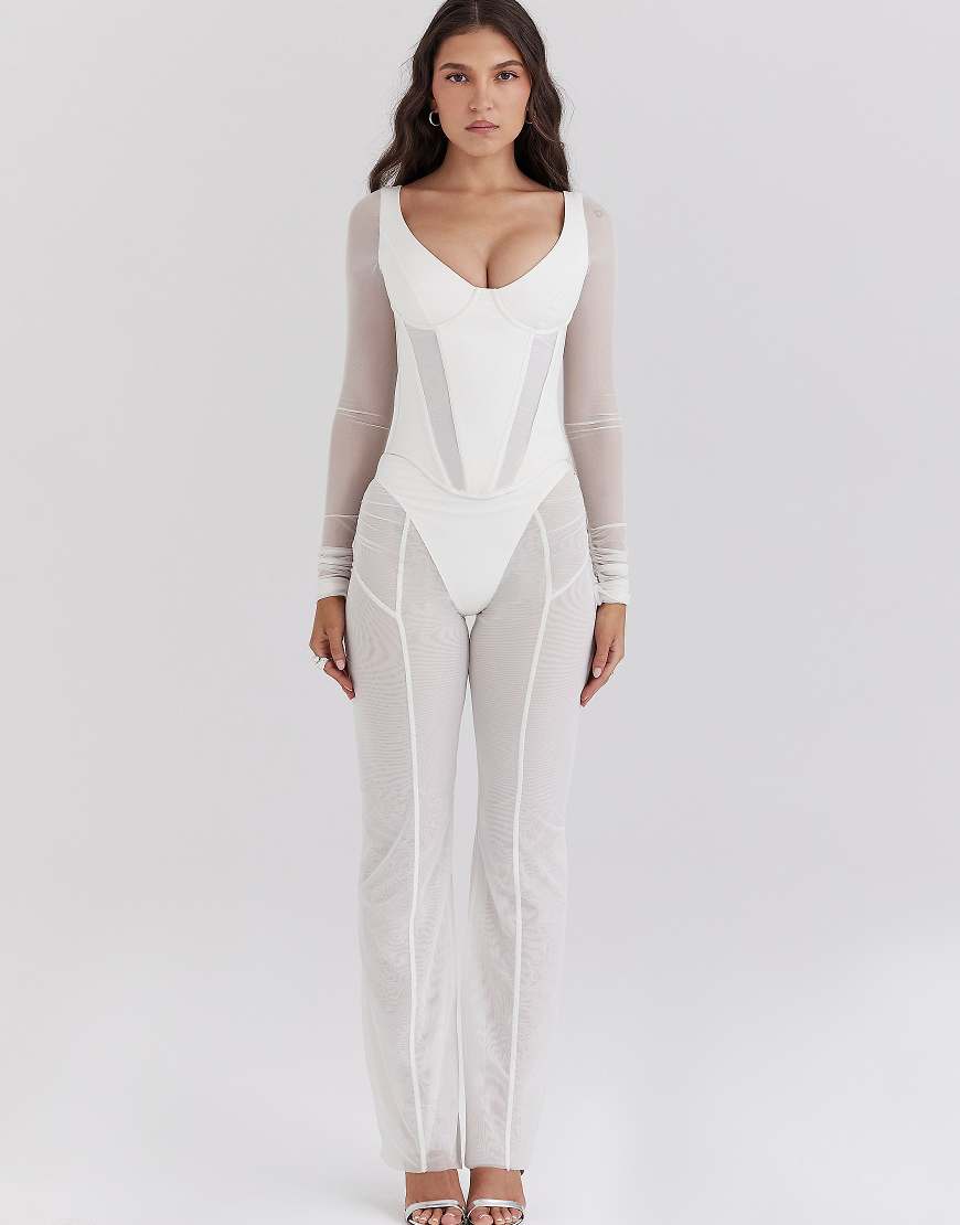 Avalon mesh high waist trousers in white