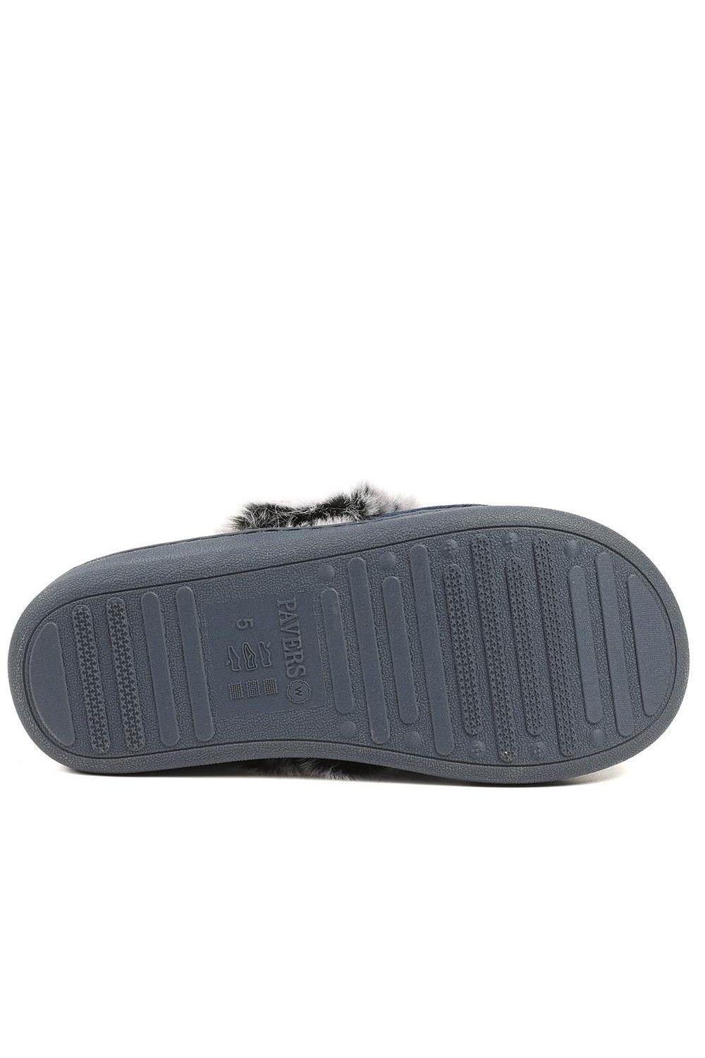 Pavers Women's Wide Fit Soft Full Slippers Flat in Navy