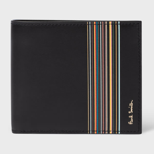 Black 'Signature Stripe Block' Billfold And Coin Wallet