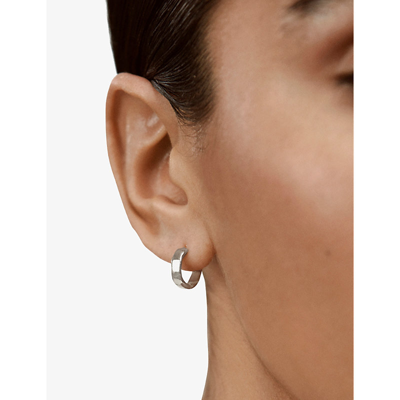 Womens Sterling Silver Siren Muse Recycled Sterling-silver Huggie Earrings 