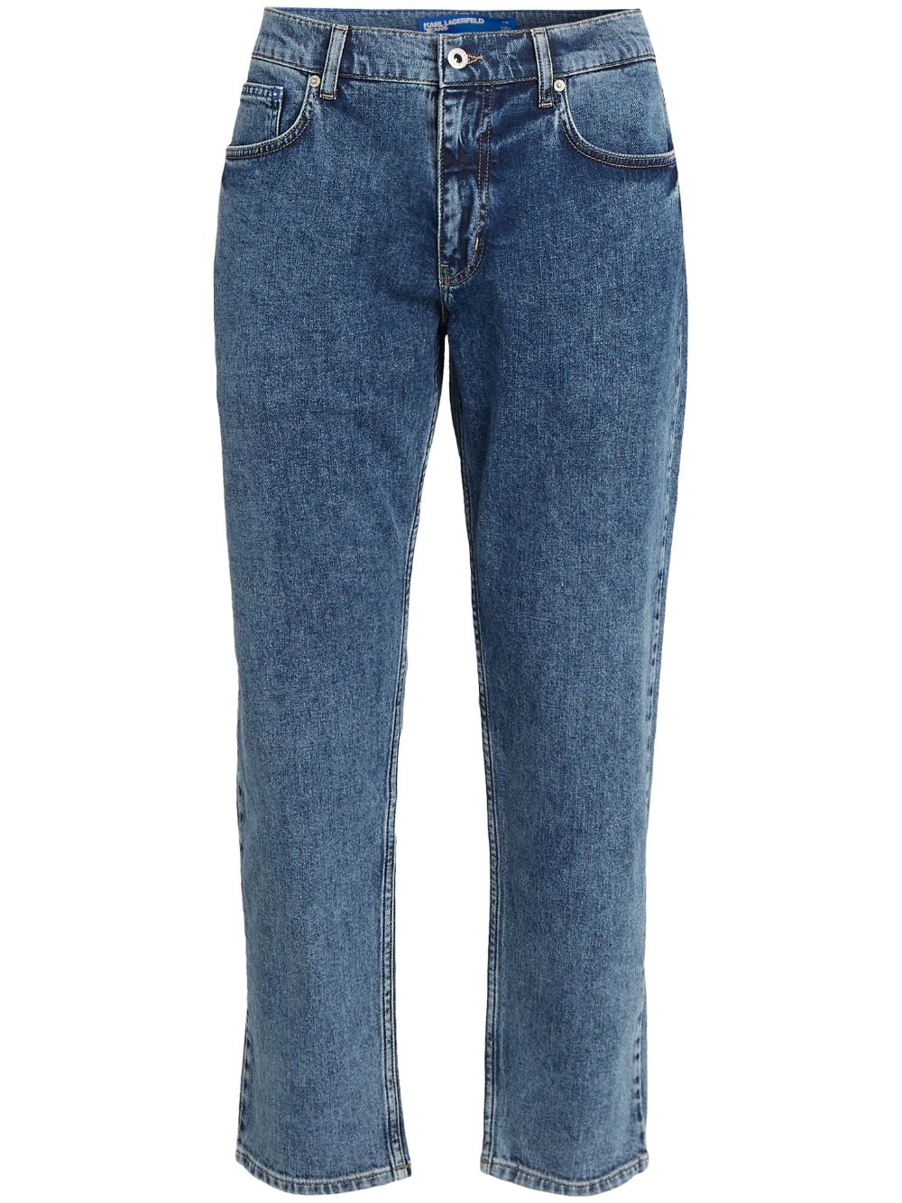 Logo-patch tapered jeans - Blue