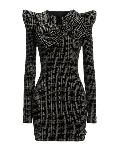 Woman Mini dress Black Size 2 Cotton, Metallic Polyester, Polyester