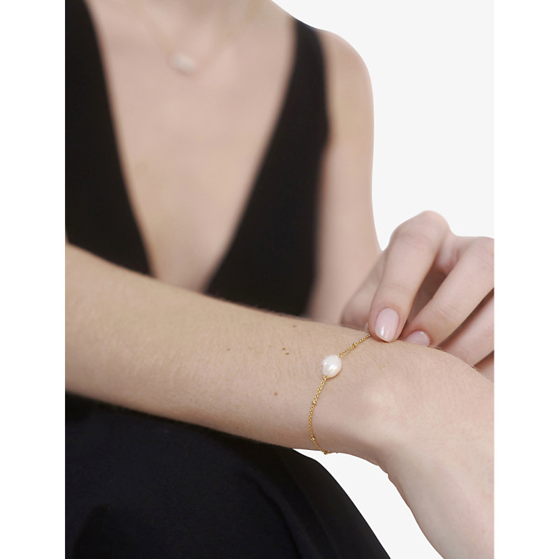 Womens Gold Nura Keshi 18ct Yellow Gold-plated Vermeil Recycled Sterling-silver and Pearl Bracelet 