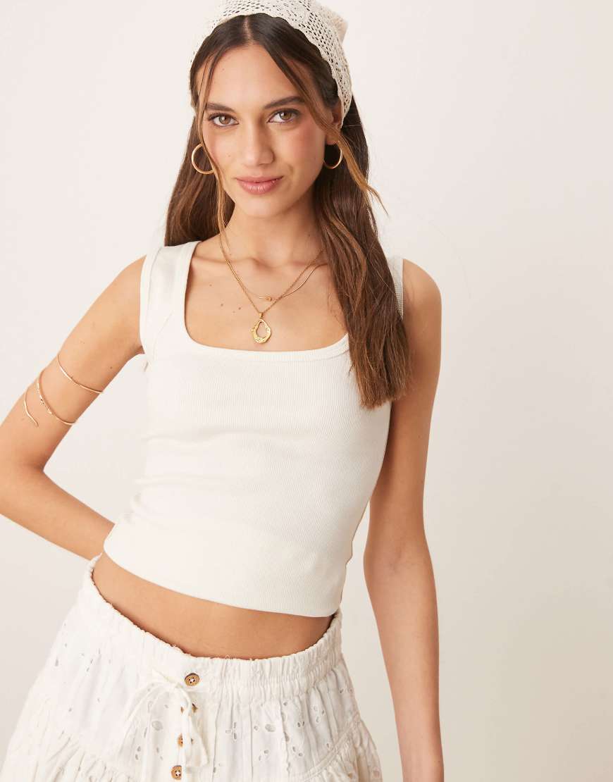 Free People hummingbird tank top in ivory-White