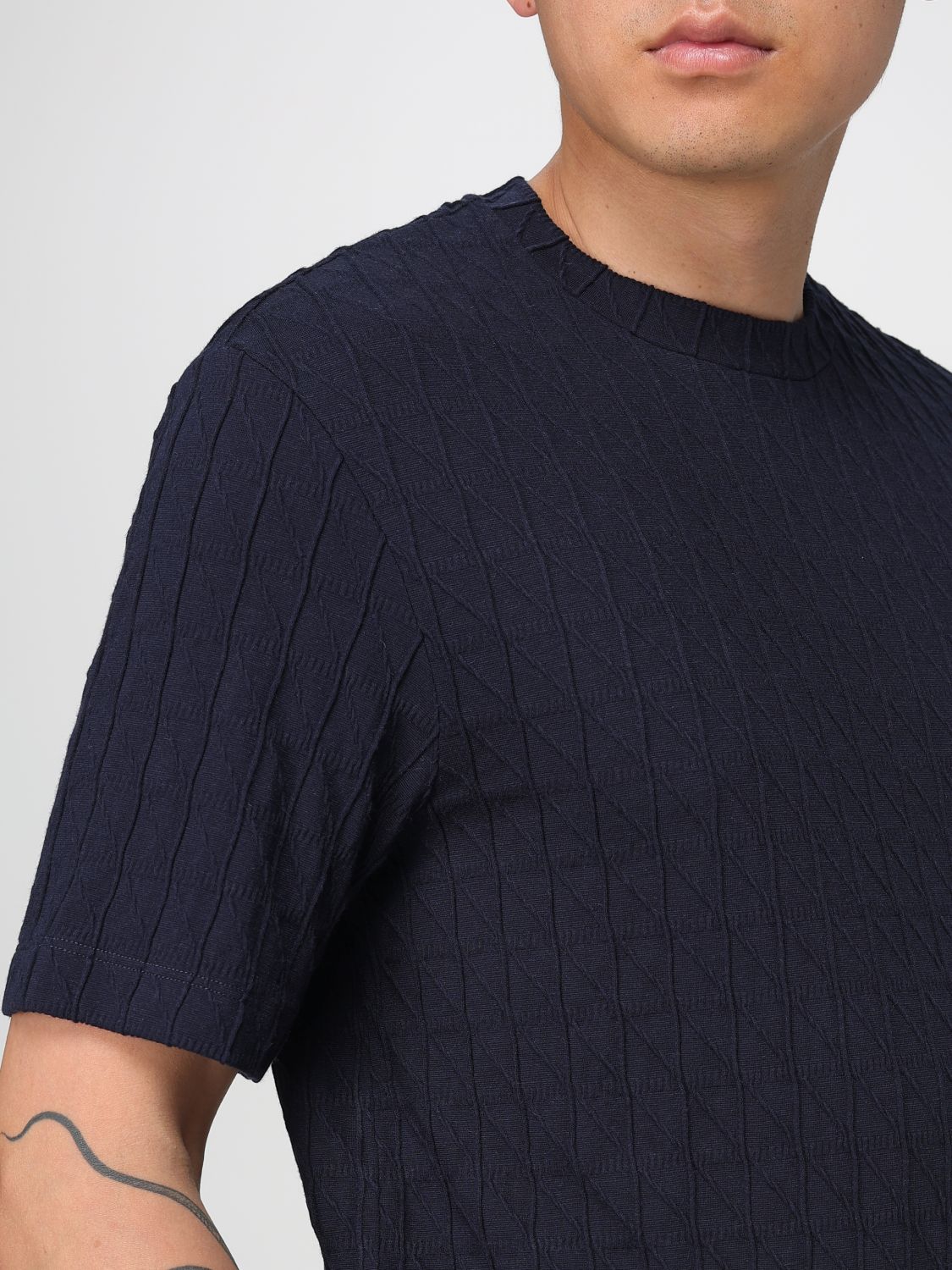 Ribbed short-sleeve t-shirt - Blue