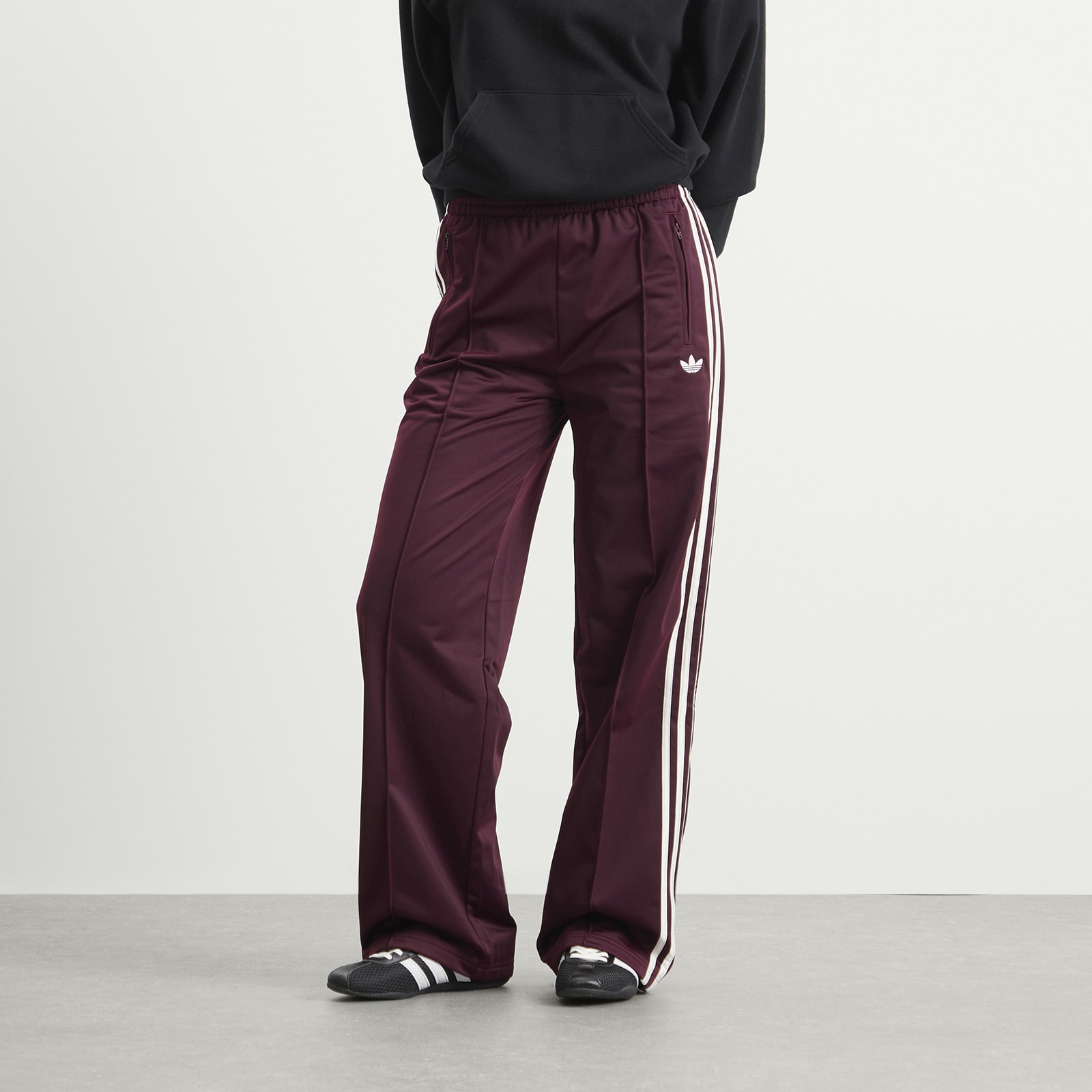 Women's Firebird Loose Trackpants in Maroon/Off White
