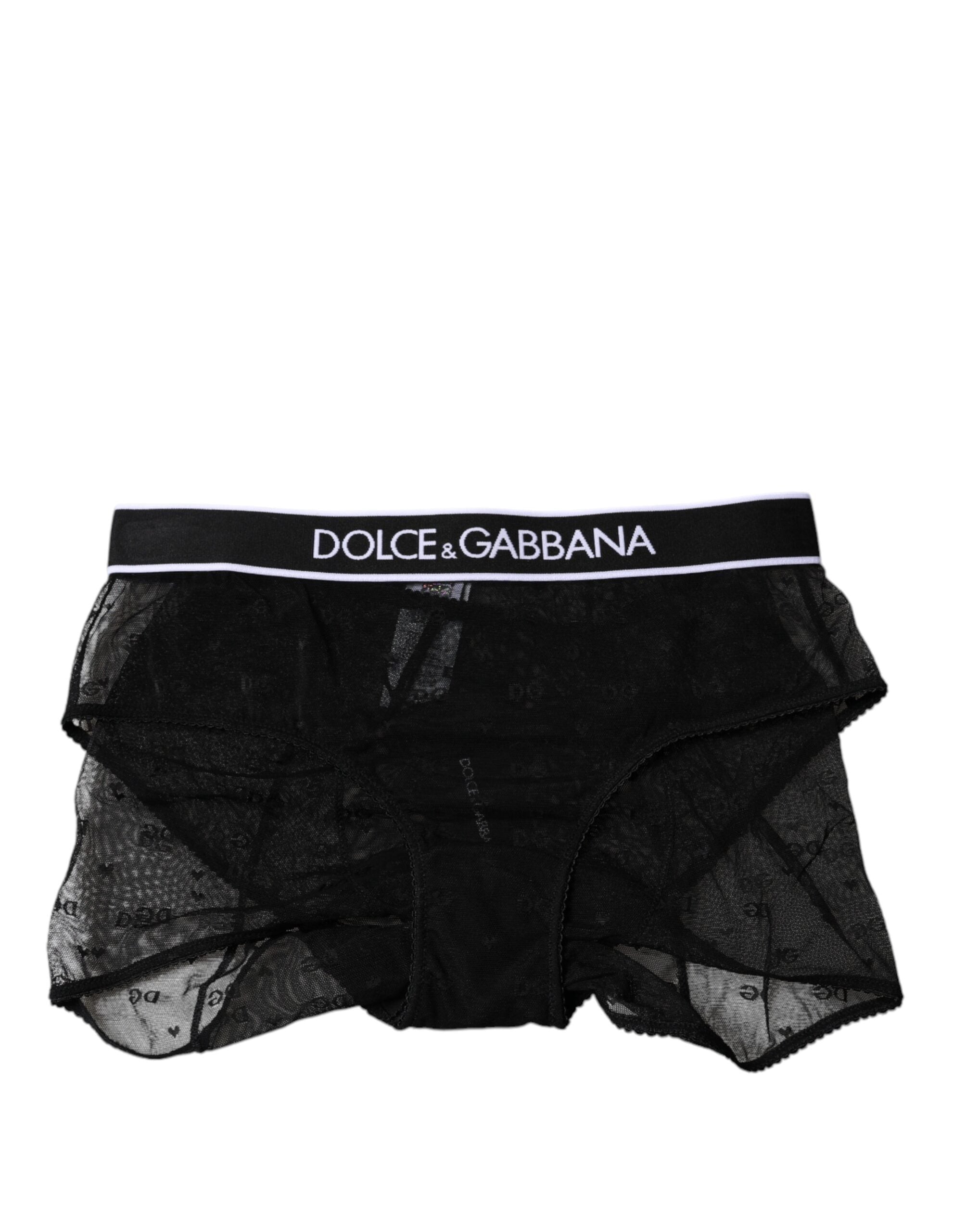 Tulle Nylon Mid Waist Panty — Black