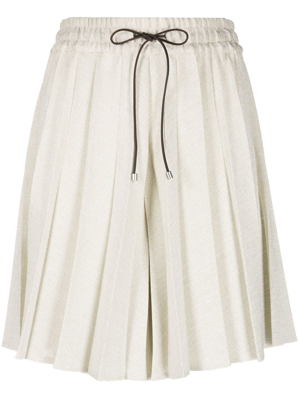 Pleated high-waisted skorts - White