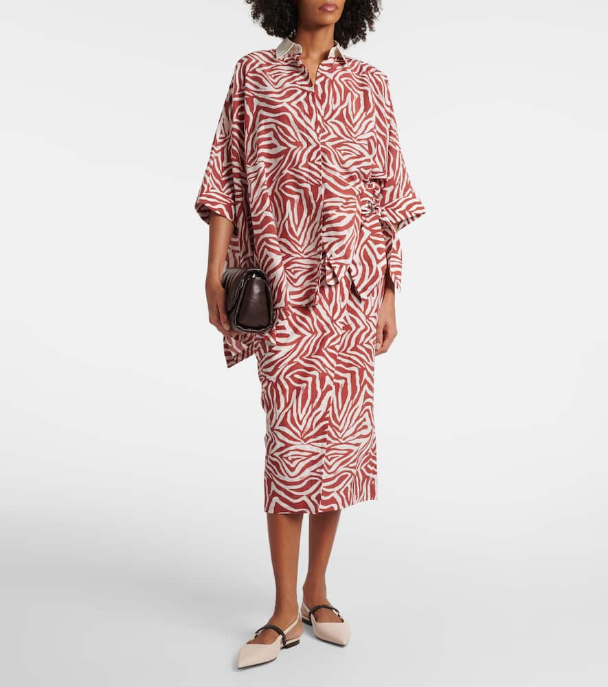 Printed cotton and silk wrap skirt