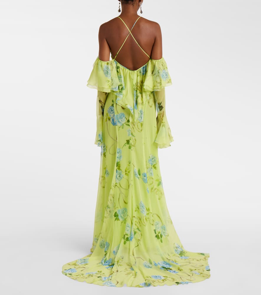 Floral silk crêpe maxi dress