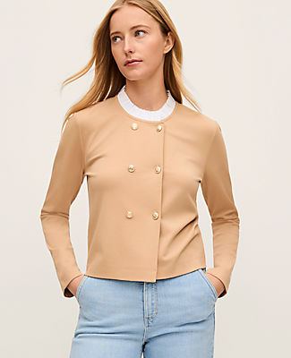 Ann Taylor Petite Ruffle Collar Knit Jacket