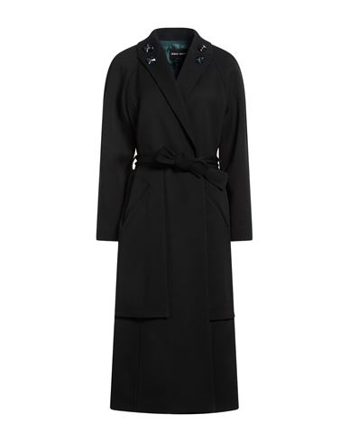 Woman Coat Black Size 10 Virgin Wool, Elastane