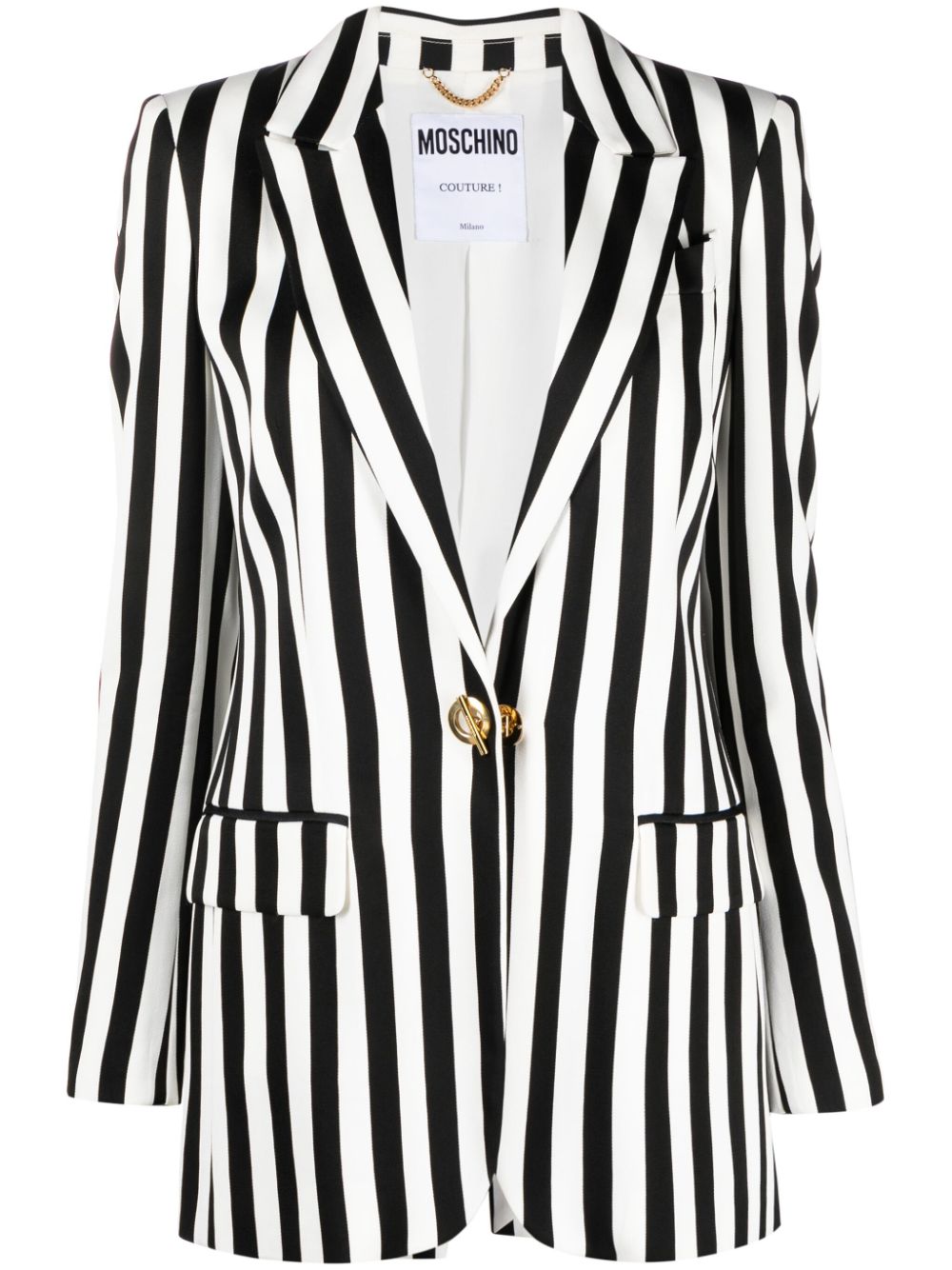 Striped satin blazer - Black