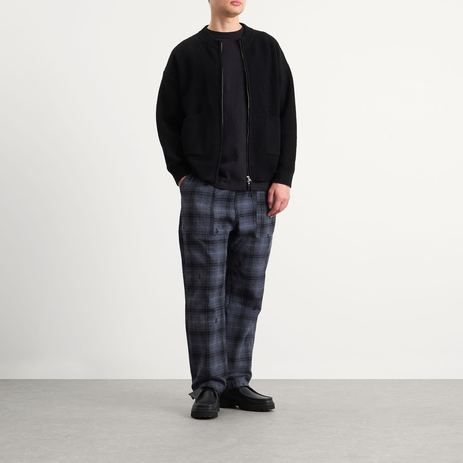 Men's Thistle Plaid Chef Pants Black