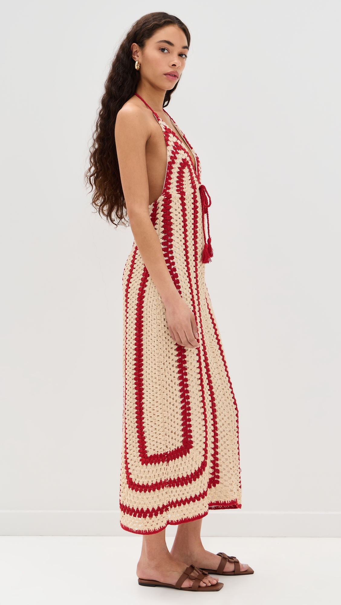 Georgie Crochet Midi Dress Cherry/Crème 