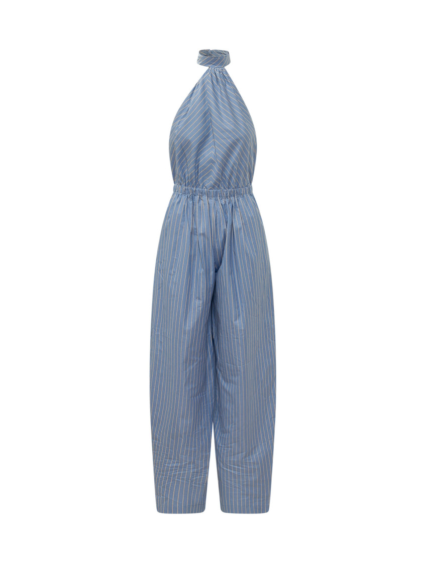 Blue Stripes Halter Neck Jumpsuit