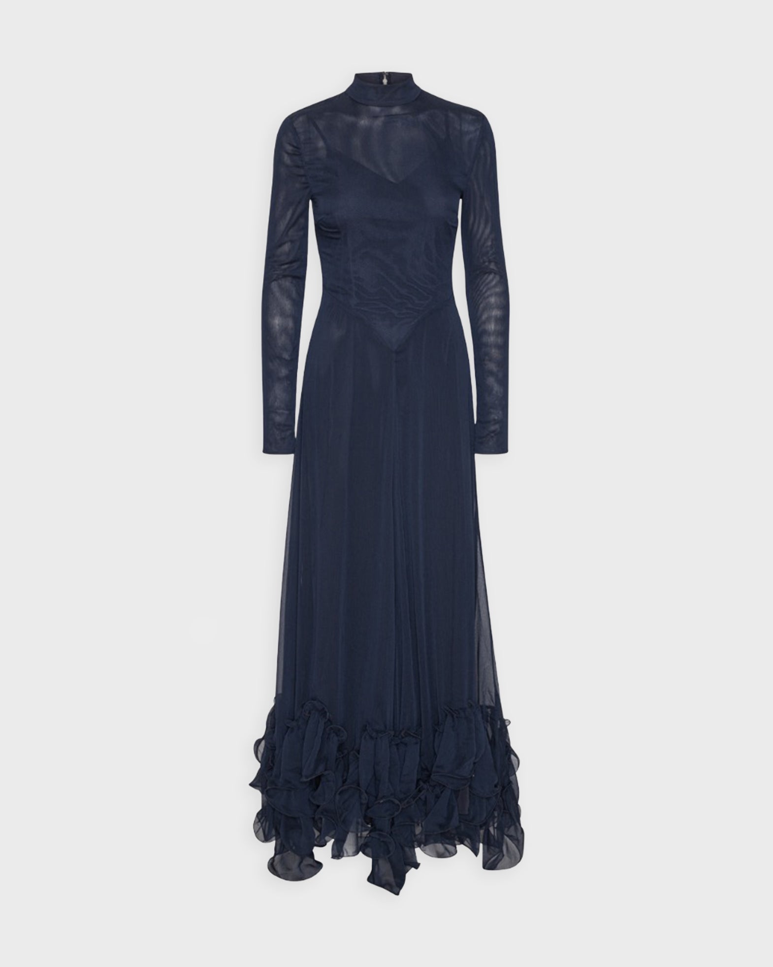 Rotate Dress Chiffon Maxi Ruffle Blue