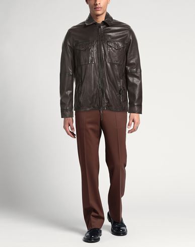 Man Jacket Dark brown Size 42 Leather