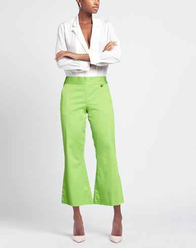 Luckylu Milano Woman Pants Lime green Size 4 Cotton, Elastane