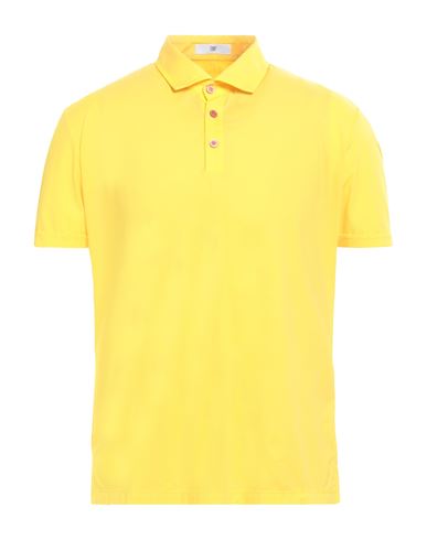 Man Polo shirt Yellow Size L Polyamide, Polyester, Elastane