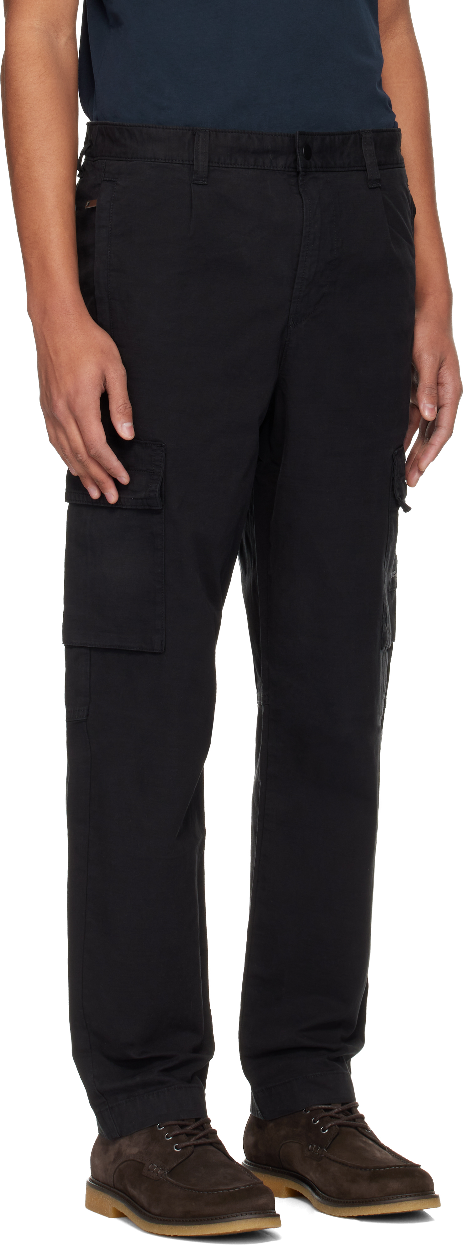 Black Cotton Cargo Pants