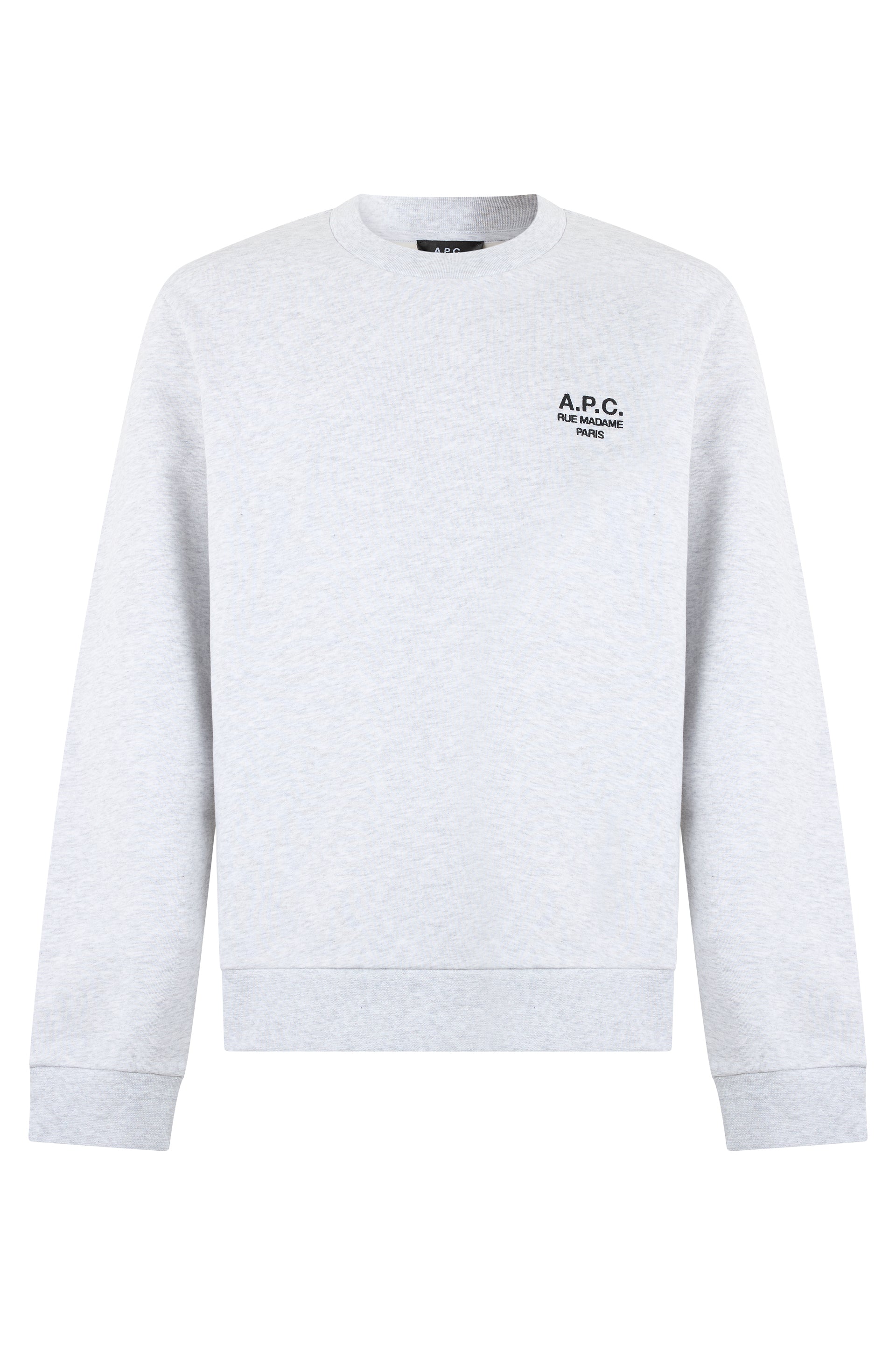 A. P.C. Style Cotton Crewneck Sweatshirt with Embroidered Chest Logo