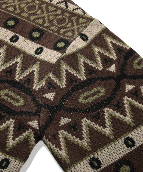Vintage Fair Isle Jacquard Crewneck Knit_Brown