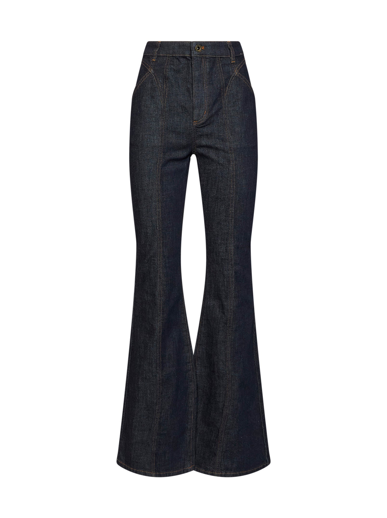Flared High-Rise Denim Jeans — Blue