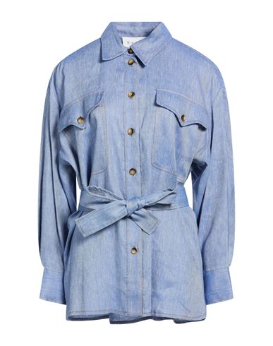 Woman Shirt Blue Size 4 Linen, Viscose