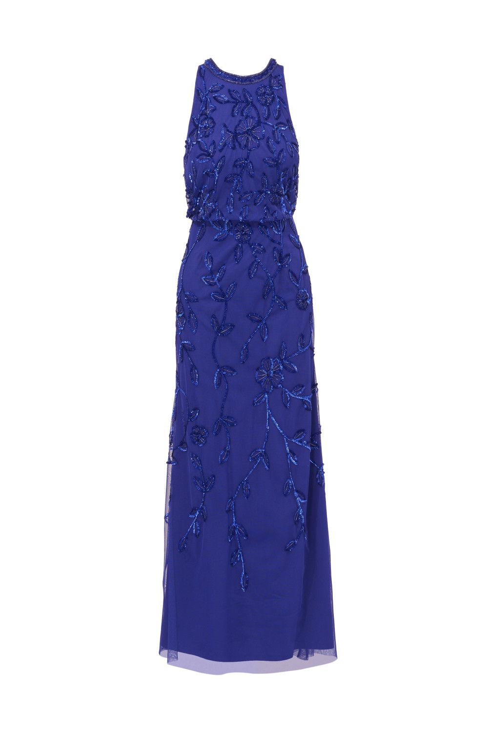 Adrianna Papell Women's Blouson Bead Long Dress in Blue