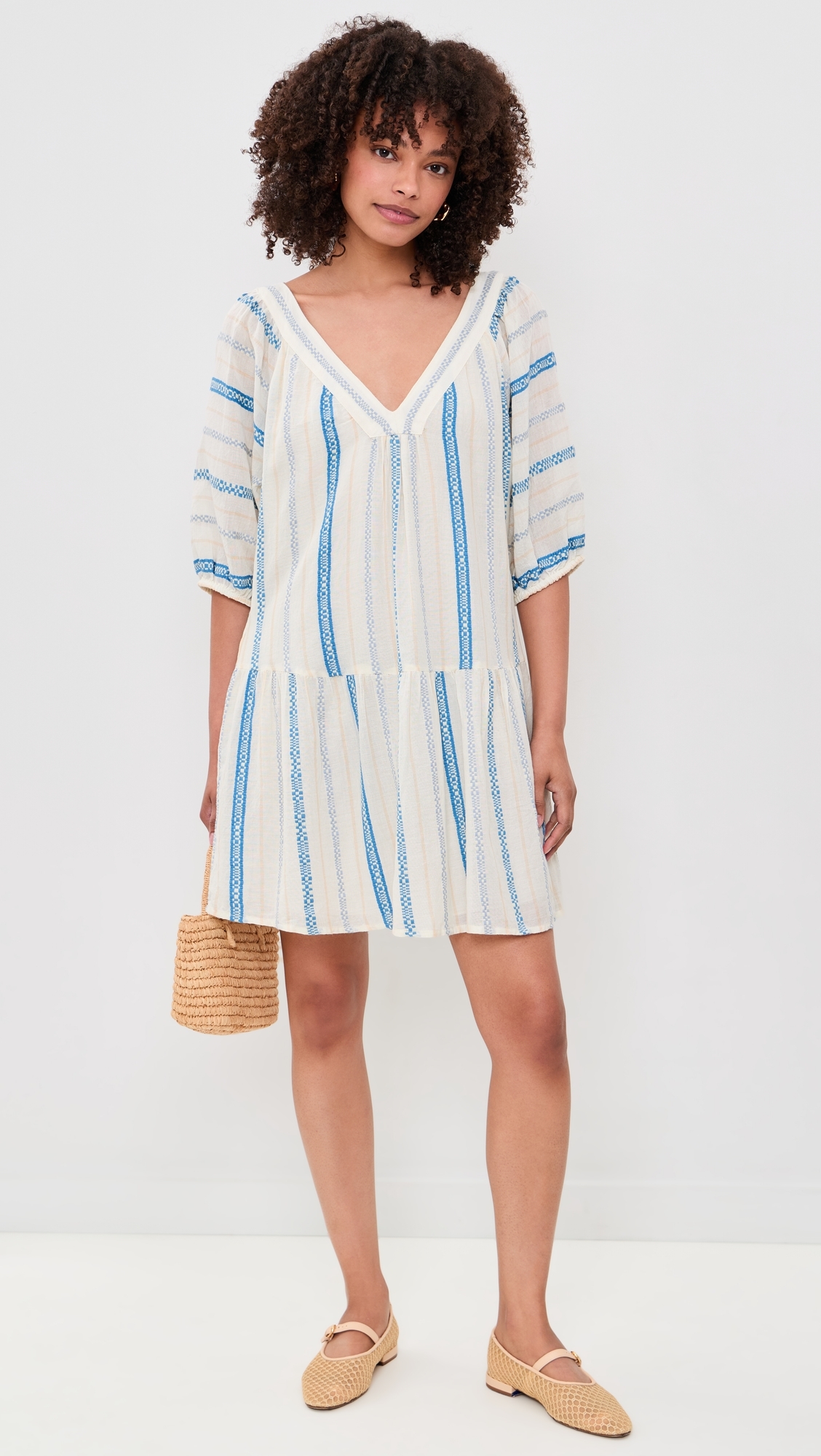 Selita Dress Cream/Blue