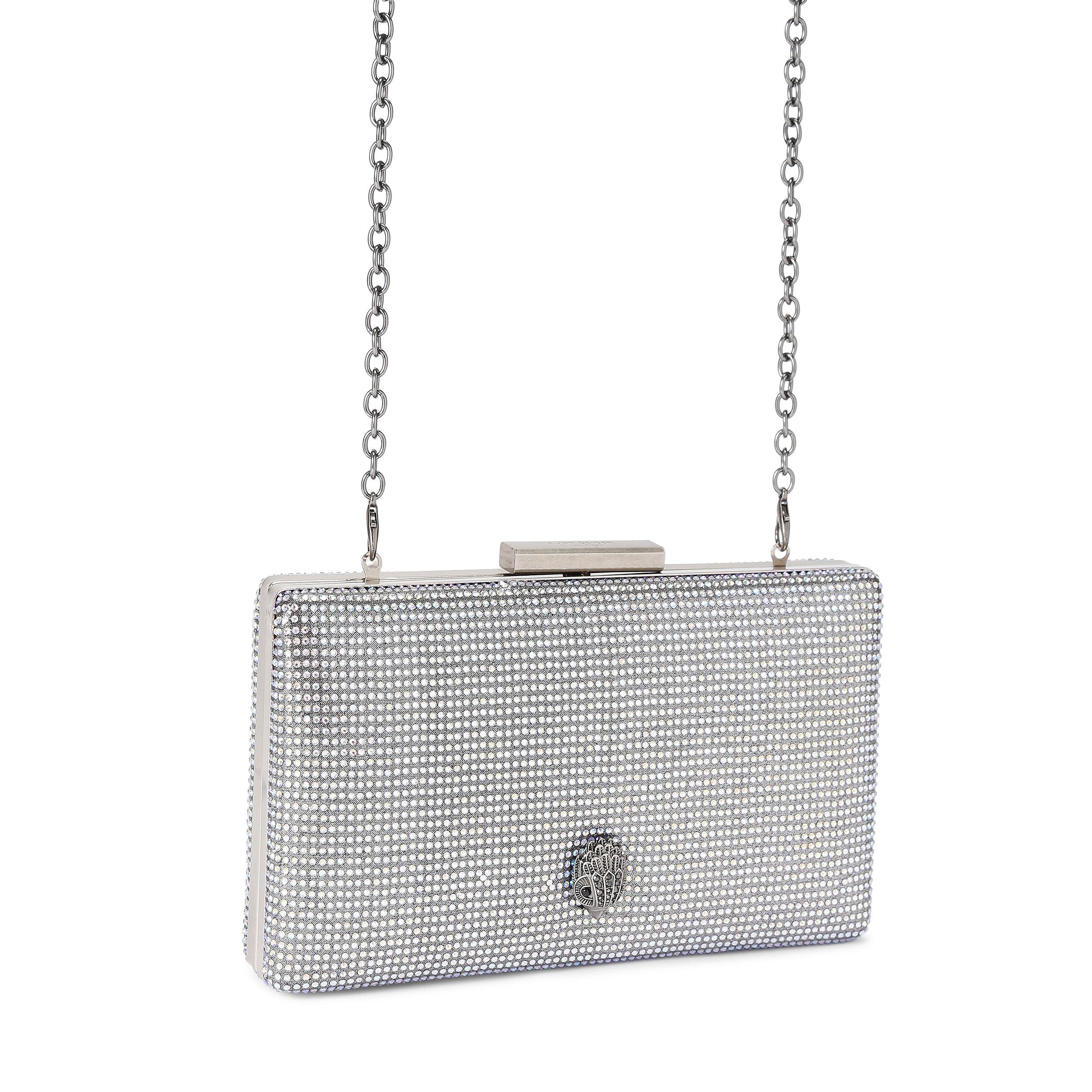 Kurt Geiger London Womens Kensington Box Clutch Bag - Dark Grey Fabric - One