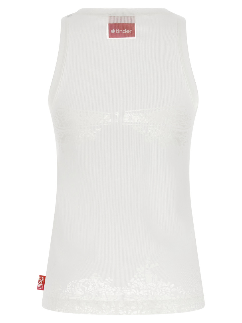 Tank top with devoré lace effect - T-Shirts - Woman - White
