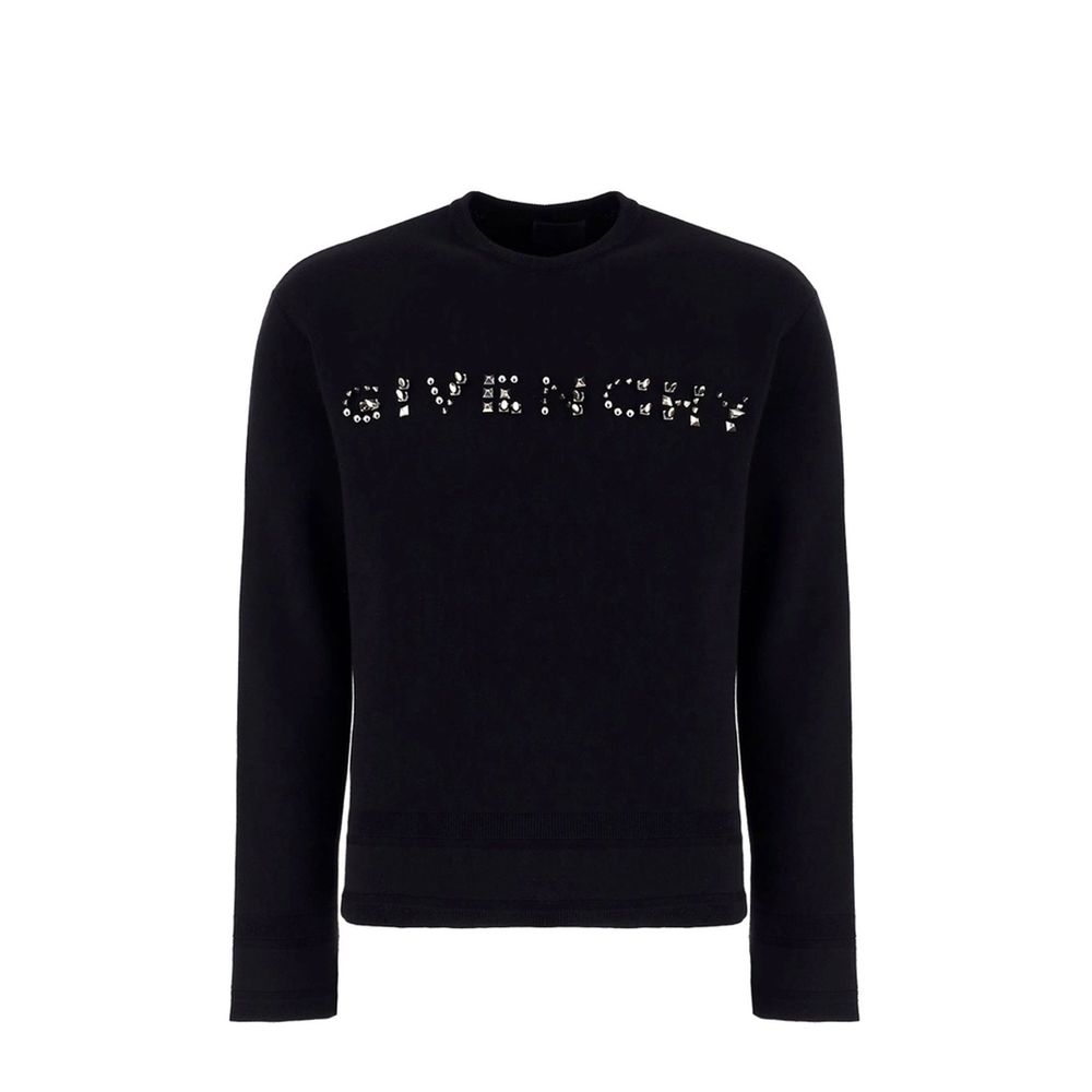 Logo-Studded Cotton Sweatshirt — Black