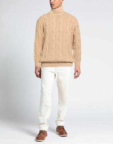 Man Turtleneck Beige Size 44 Merino Wool, Silk, Cashmere