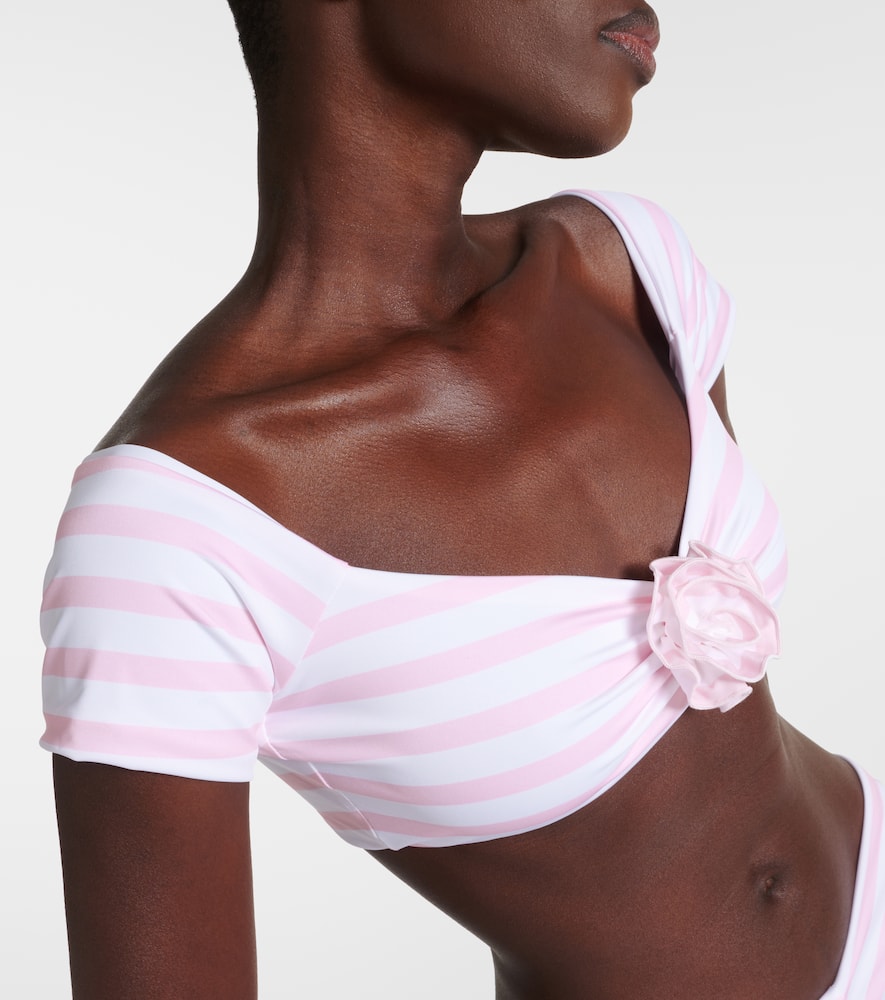Stefani striped off-shoulder crop top