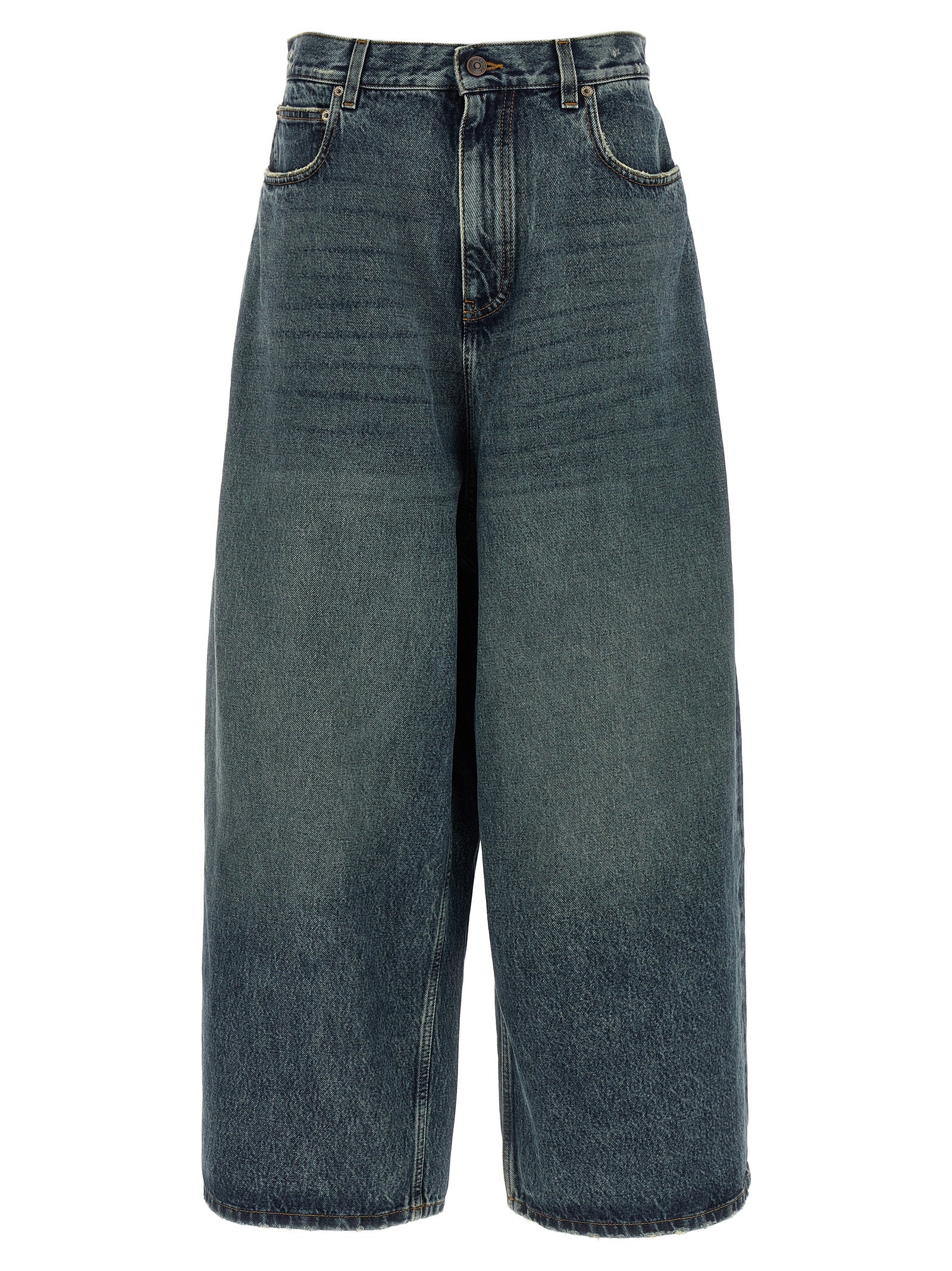 Stone-Washed Relaxed-Fit Denim Jeans — Blue