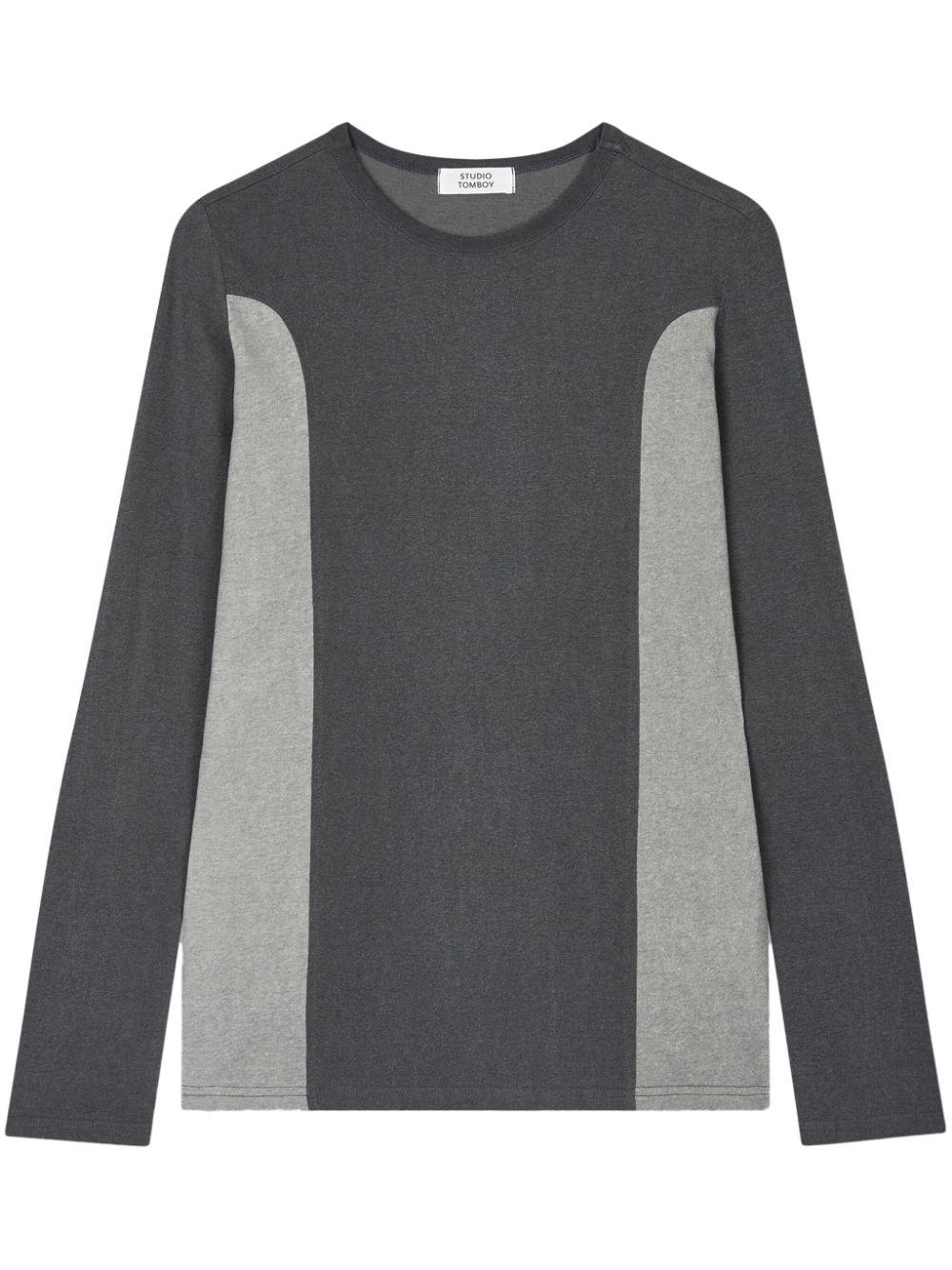 Contrasting-trim cotton top - Grey