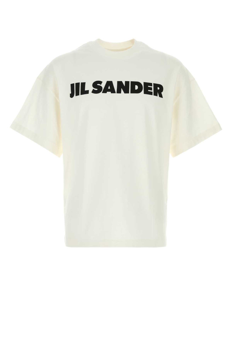 White Crewneck T-Shirt With Logo Lettering On The Front In Cotton Man