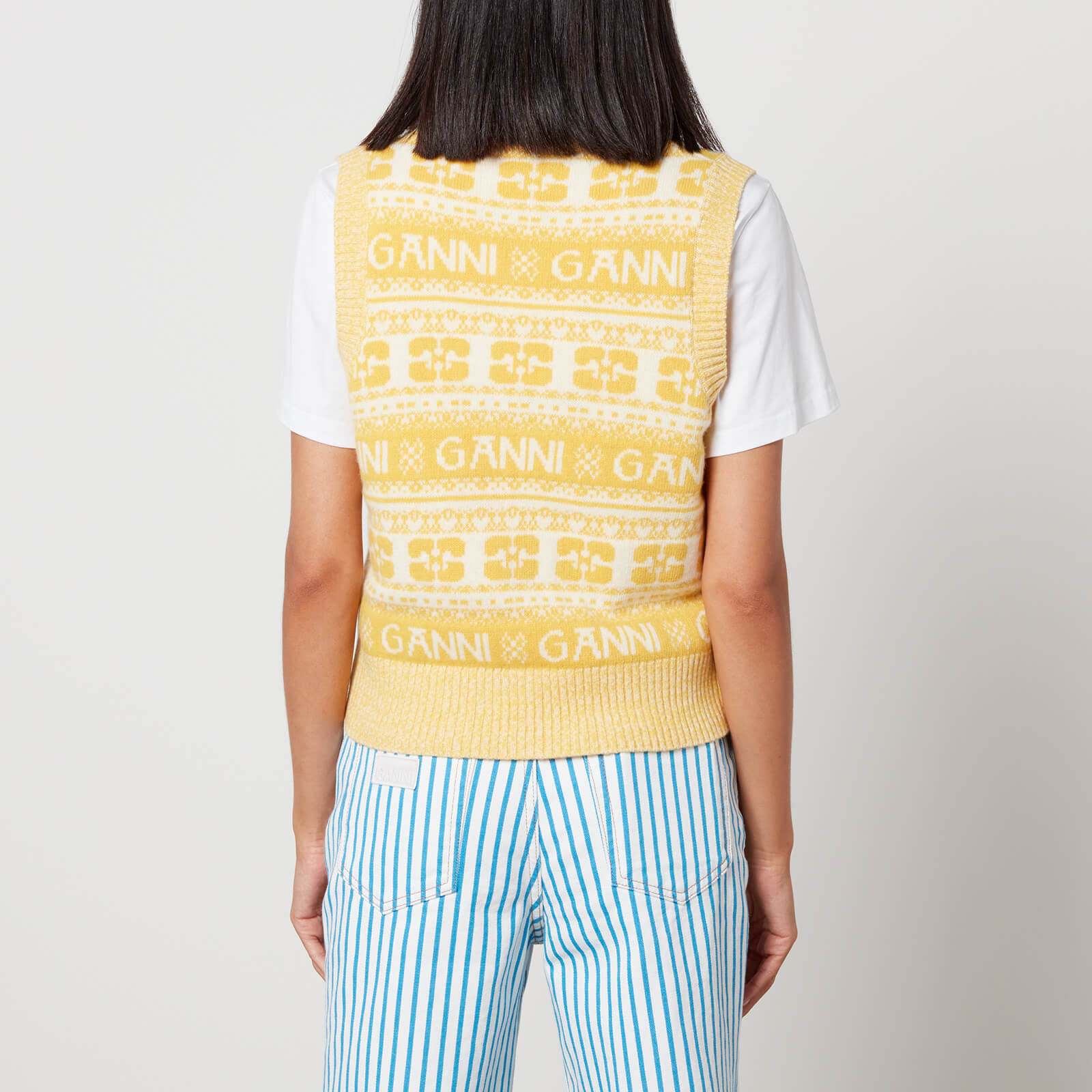 Ganni Logo-Intarsia Wool-Blend Vest