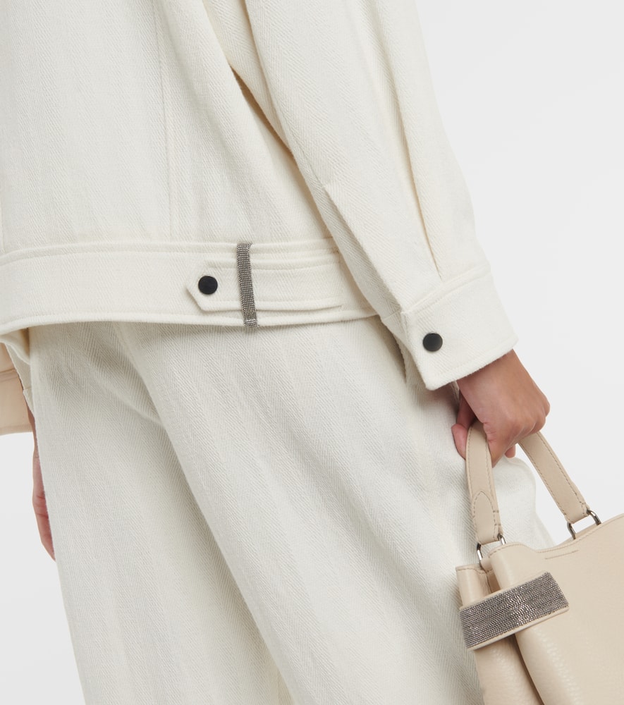 Cotton and linen biker jacket