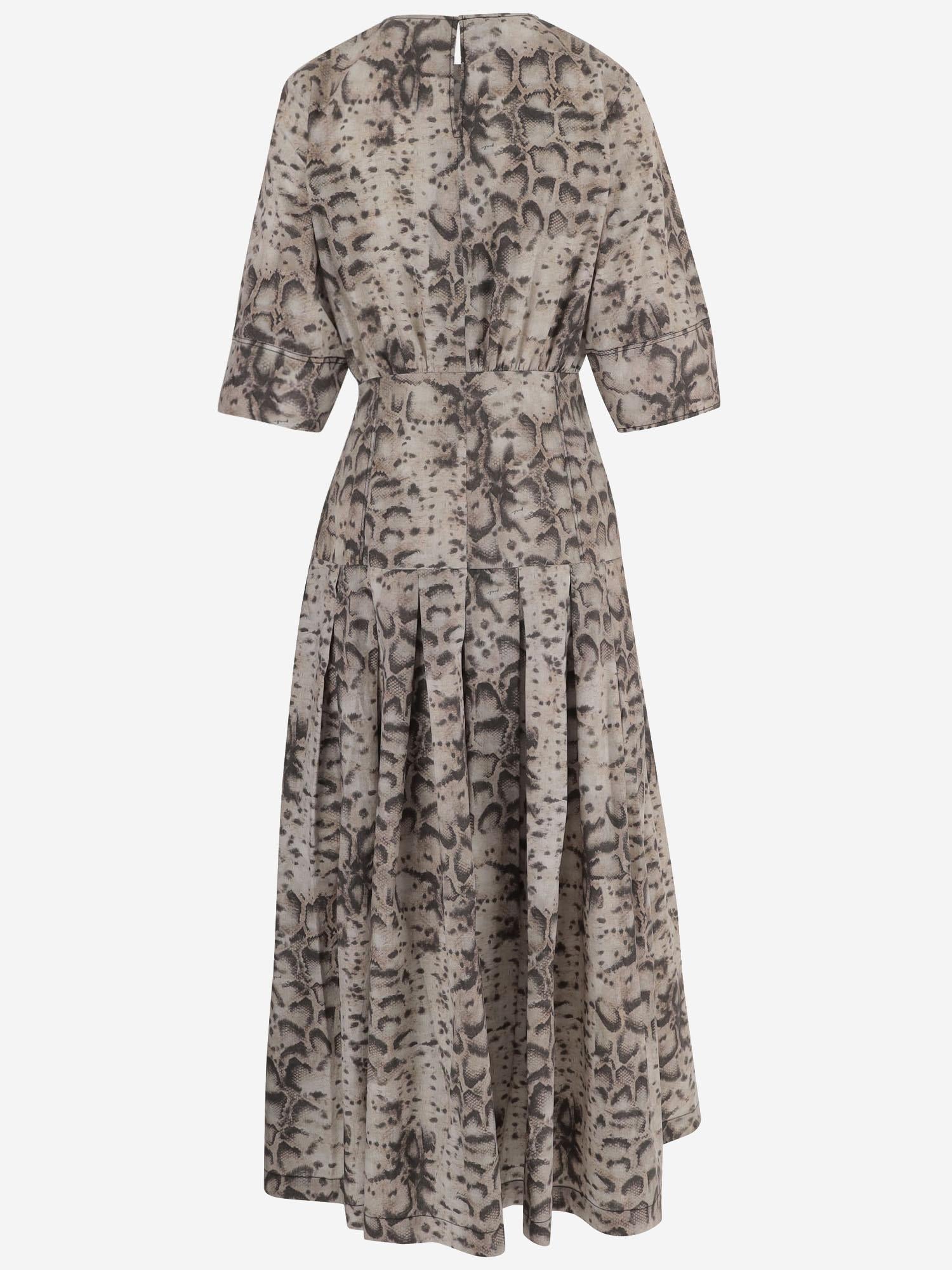 Animal-Print Cotton Dress — Beige