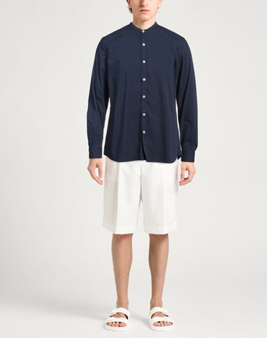 Patrizio Piscaglia Man Shirt Navy Size 15 ¾ Cotton, Polyamide, Elastane