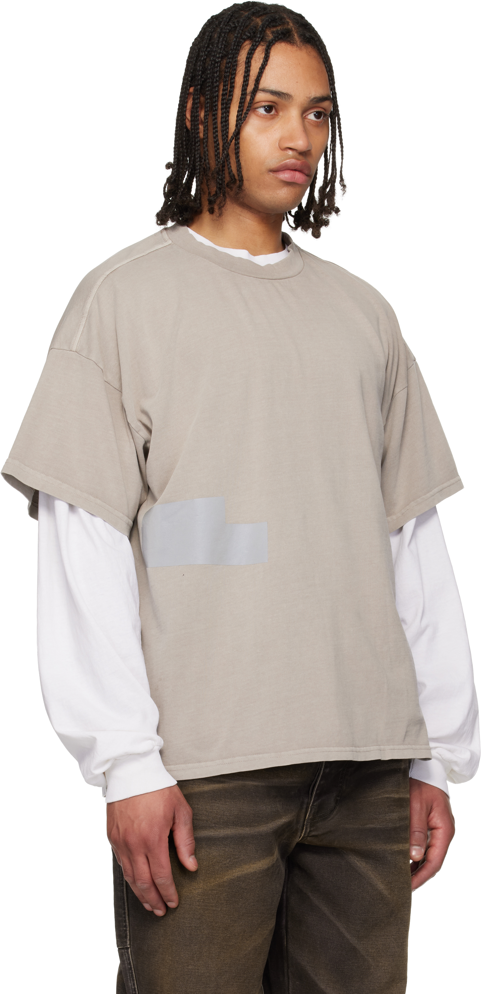 Taupe Taped Patch T-shirt