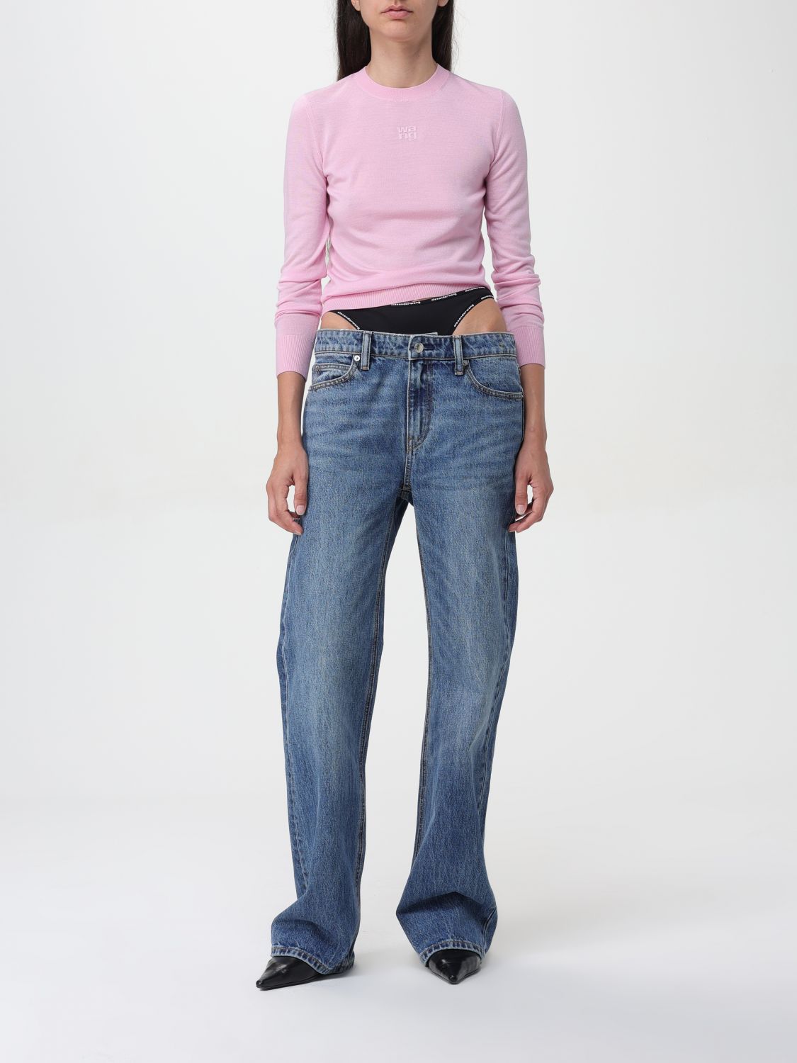 Logo-embossed wool jumper - Pink