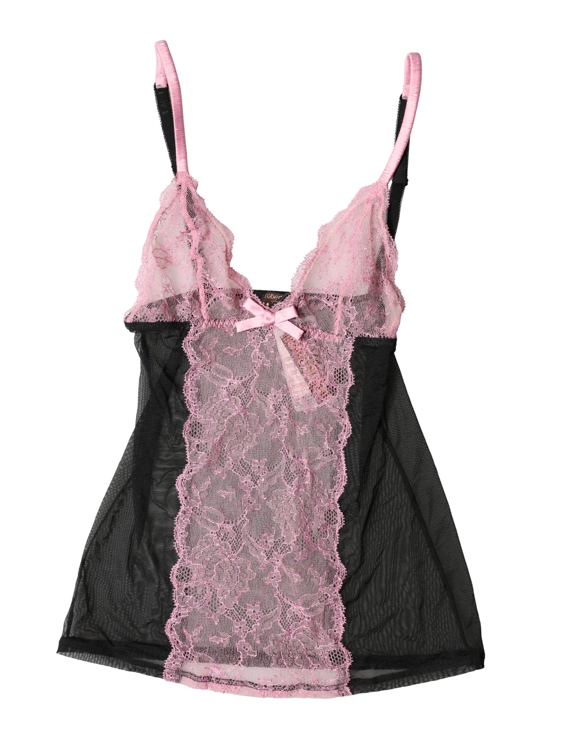 Floral Lace Lingerie Tank — Black