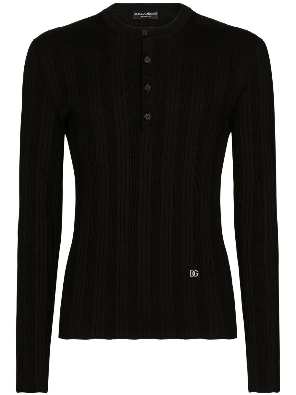 Silk-blend logo-patch jumper - Black