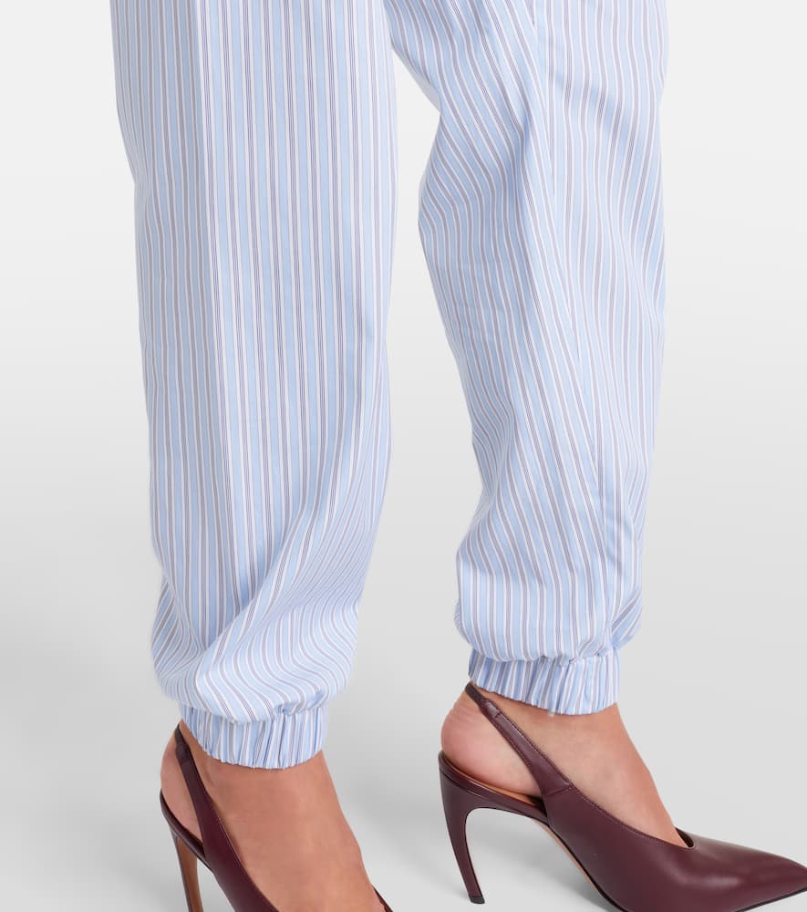 Striped cotton tapered pants