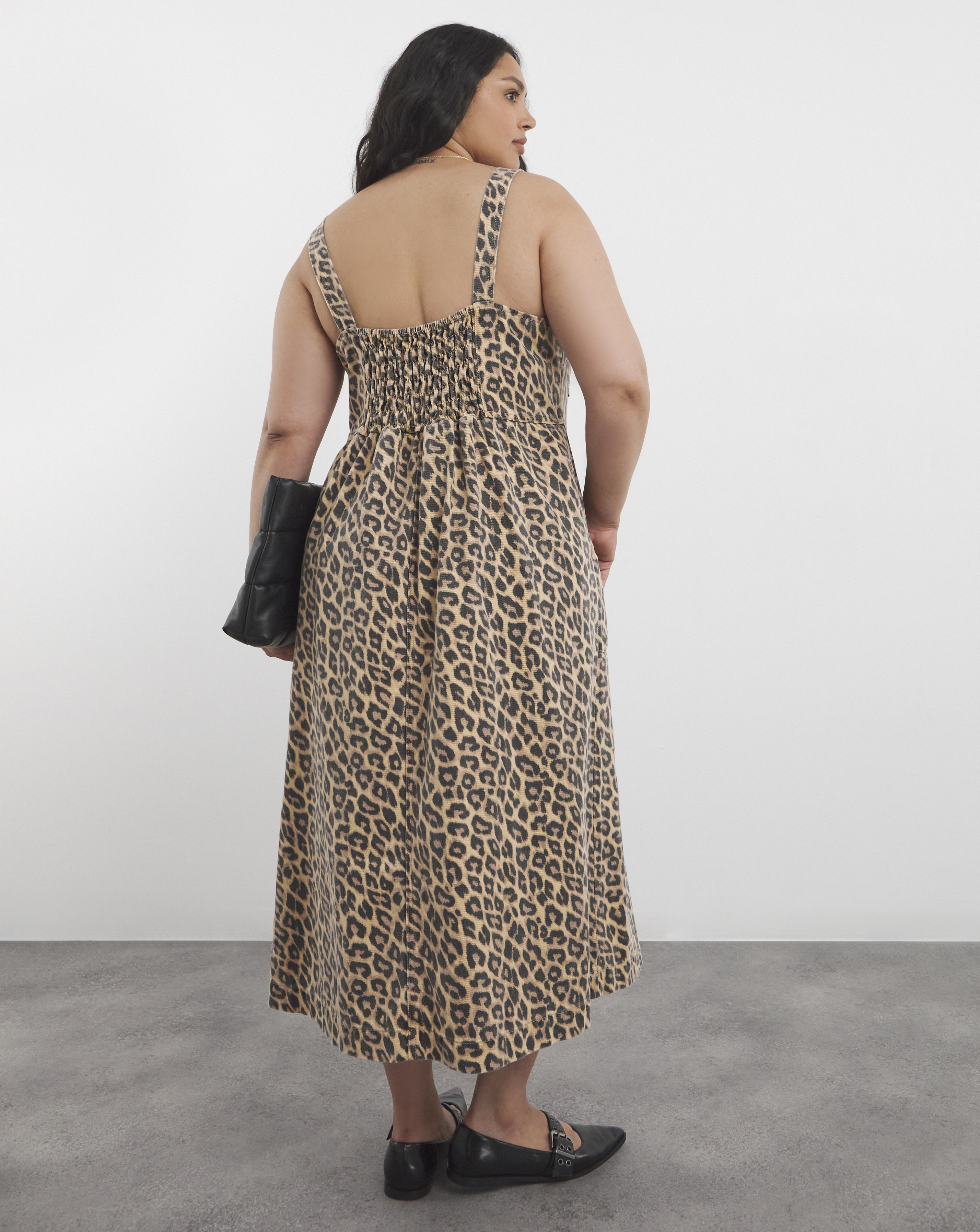 Leopard Midaxi Denim Pinafore Dre
